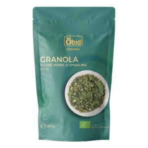 Granola cu orz verde si spirulina bio 200g Obio