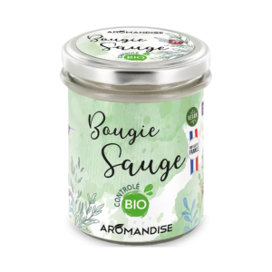 Lumanare parfumata bio salvie, vegana, 150g Aromandise