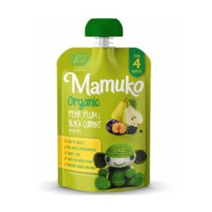 Piure de pere, prune si coacaze negre bio 100g Mamuko