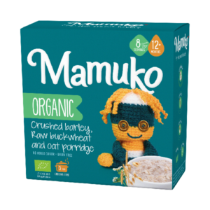 Porridge din 3 cereale cu fulgi de ovaz, hrisca si orz bio, 12+ luni, 200g Mamuko