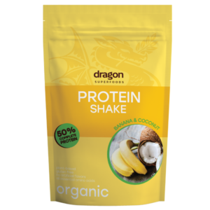 Shake proteic banane si cocos bio 450g Dragon Superfoods - 52% proteine