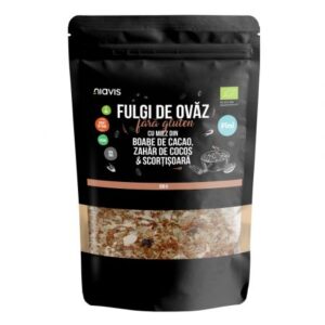 Fulgi de Ovaz Fini Fara Gluten cu Miez din Boabe de Cacao, Zahar de Cocos si Scortisoara Ecologici/Bio 200g