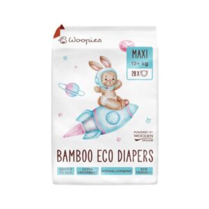 Scutece ECO cu fibre de bambus maxi (12+ kg), 28 bucati, Wooden Spoon